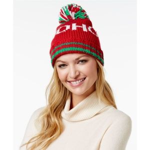 STEVE MADDEN "HO HO HO" POM POM BEANIE HAT